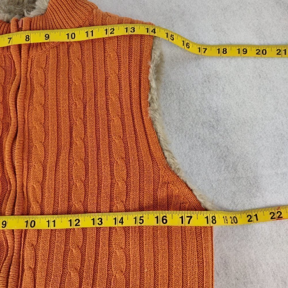 Kikit Women’s Orange Zipped Faux Fur Lining 100% Cotton Sweater Vest Size Small - Picture 8 of 10